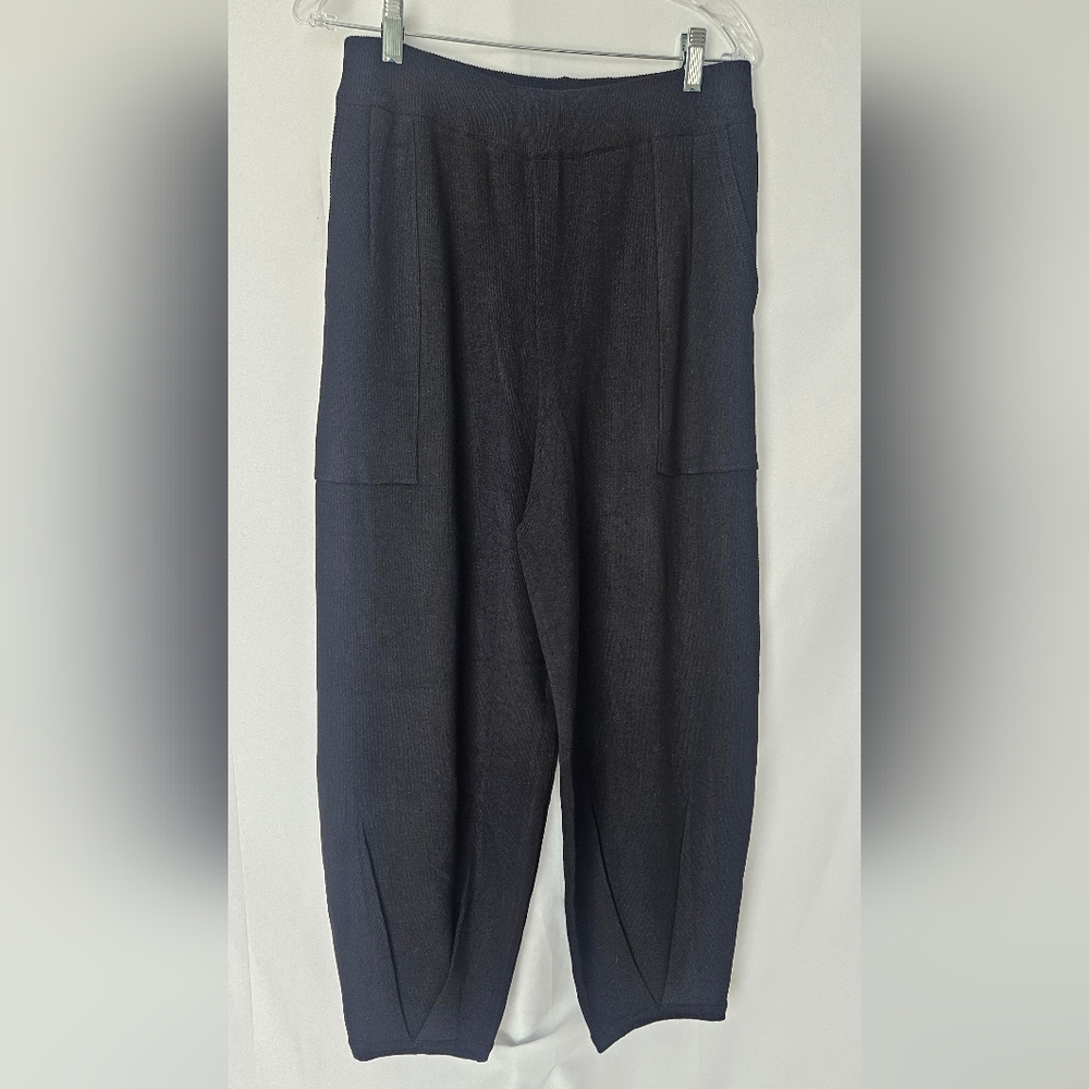 ❤️3/$12 XL Knit Harem Jogger Pants Black With Patch Pockets